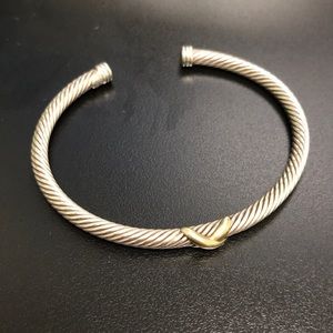 David Yurman Sterling Silver 18k Gold X Bracelet